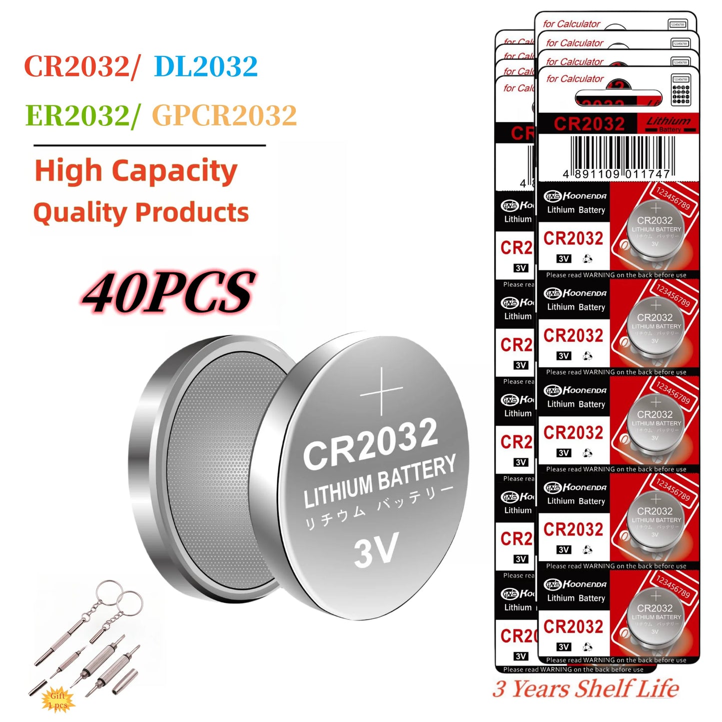 CR2032 Lithium Button Coin Cell 2032 Battery Compatible with AirTag Key FOBs calculators Coin counters Watches 2-40pcs etc