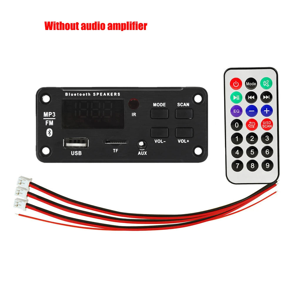 12V MP3 WMA Decoder Board 50W 2*25W Wireless Bluetooth 5.0 Amplifier Car Audio USB TF FM Radio Module MP3 Player