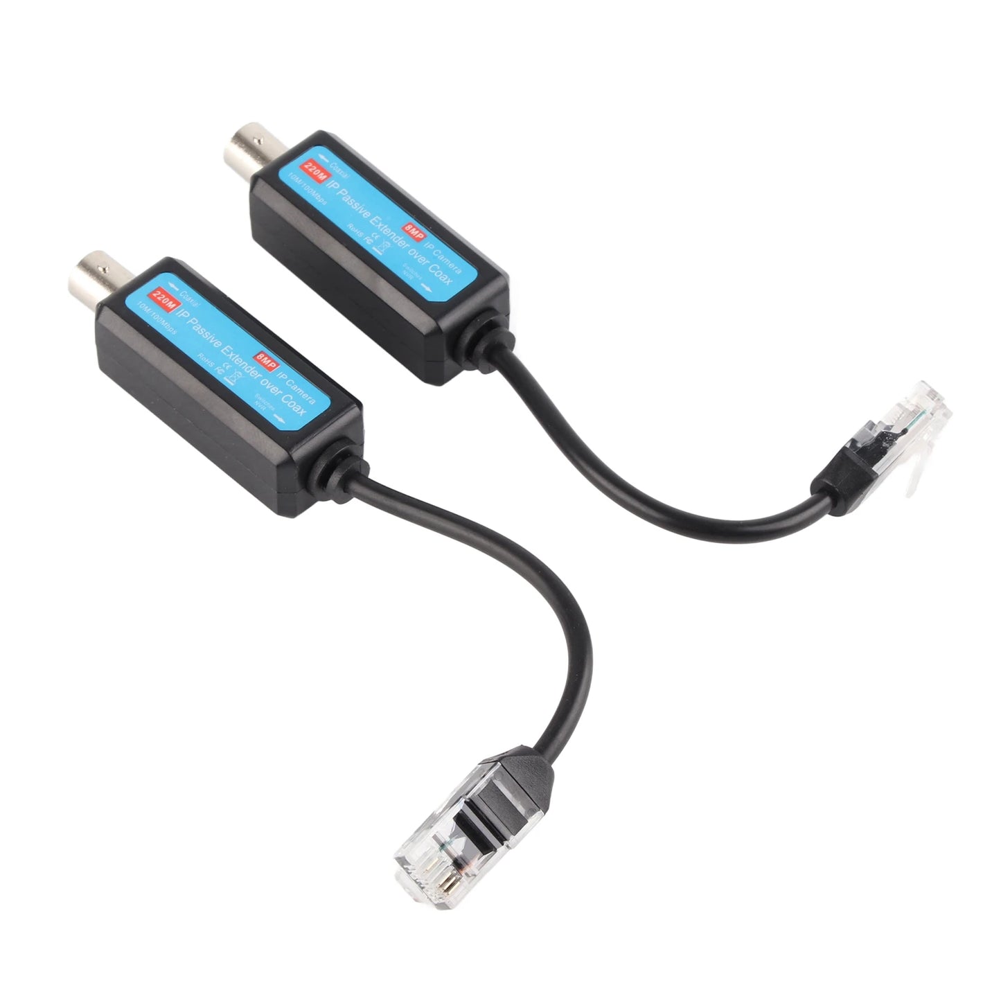 1Pair 10/100Mbps 1CH Passive IP Network Coaxial Transmitter Receiver Extender for IP NVR Camera Extender over Coax for NVR