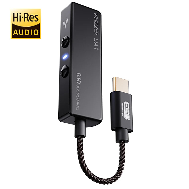 Whizzer DA1 Portable DAC USB C Amplifier, Mini USB C Dongle with Mic Volume Control for Headphones Smart Phones Earphones