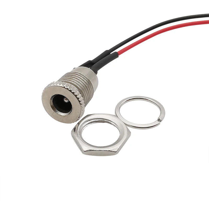 2/5Pcs 5.5mmx2.1mm 5.5mmx2.5mm DC Power Male Plug&Female Socket Panel Mount Connector Adapter With 20AWG Cable Wires 10/15/20cm