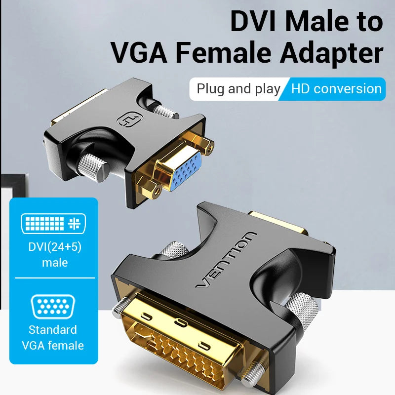 Vention DVI to VGA 24+5 Adapter DVI-I Male to VGA Female Converter 1080P for Computer Monitor TV Projector Cable VGA to DVI 1pc