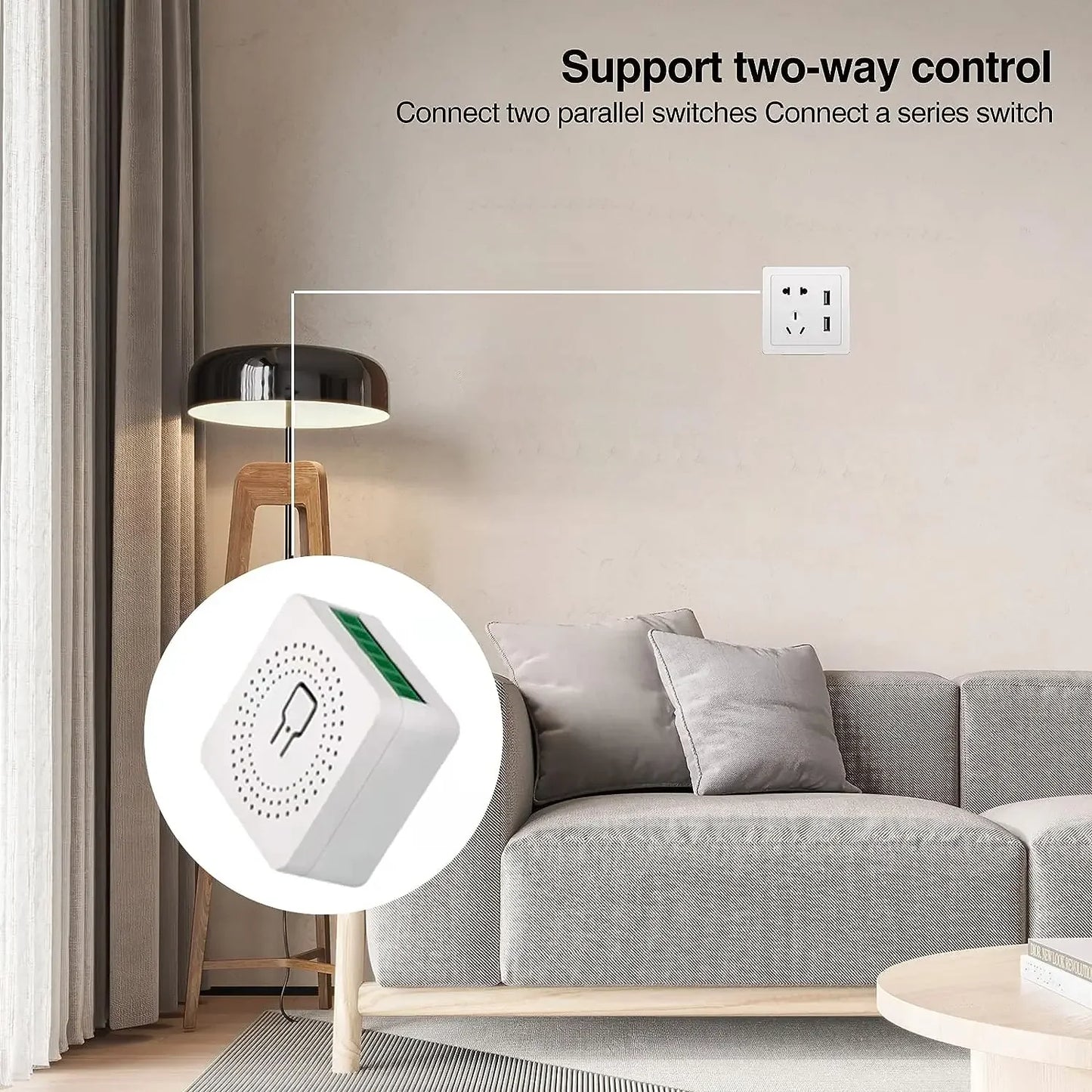 16A Tuya WiFi MiNi Smart Switch with Power Monitor 2-way Control Timer Wireless DIY Breaker Work with Alexa Google Home Alice