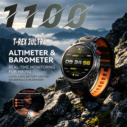 T-Rex 3 Pro Military Grade AGPS Smart Watch 5ATM Waterproof Dual-band GNSS Compass Altimeter AMOLED Swim Sports Smart Watch Men