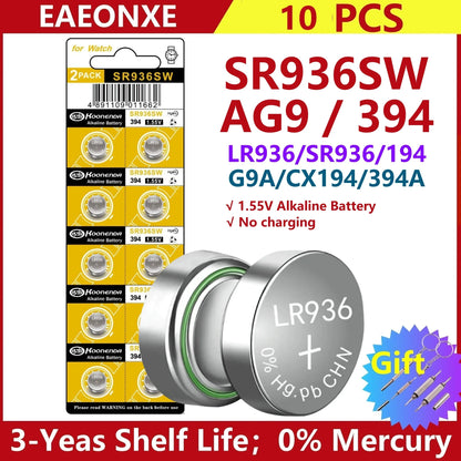 2PCS-50PCS 1.55V AG9 LR936 394 SR936SW CX194 LR45 Button Batteries G9A 194 394A SR936 L936F Cell Coin Watch Toys Remote Battery