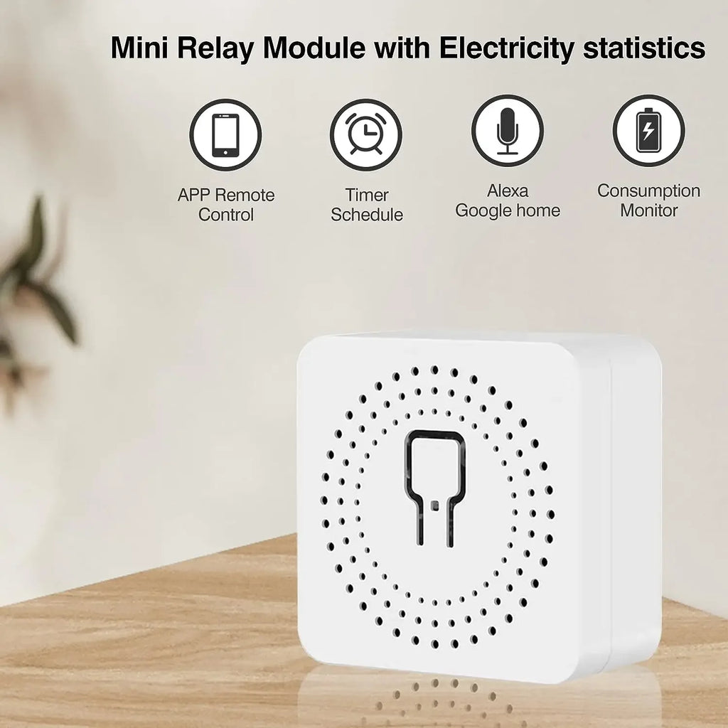 16A Tuya WiFi MiNi Smart Switch with Power Monitor 2-way Control Timer Wireless DIY Breaker Work with Alexa Google Home Alice