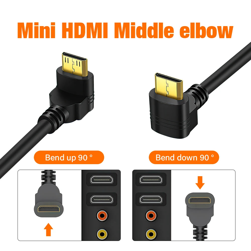 Mini HDMI To Female HDMI Extension Cable 90 Degree Elbow Adapter For TV Box/Stick Camera PS4 PS5 Xbox 4K 2K Converter Short Wire