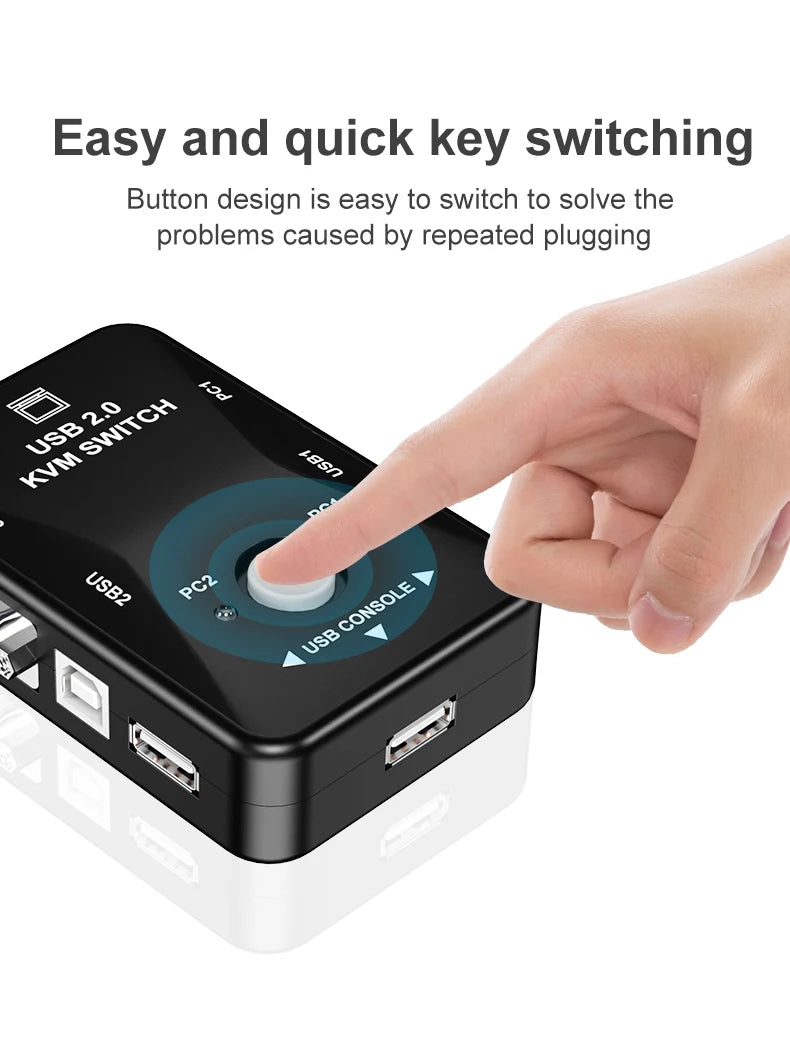Newest USB KVM Switch Switcher 2 Port VGA SVGA Switch Box USB 2.0 Mouse Keyboard 1920*1440 Professional Video Switch Hot Sale