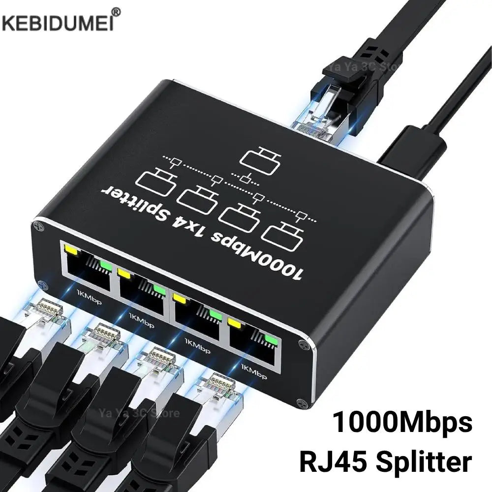 1000M Rj45 Splitter Gigabit Ethernet Adapter Internet Network Cable Extender Networking Adapter for PC TV Box Router Sharer