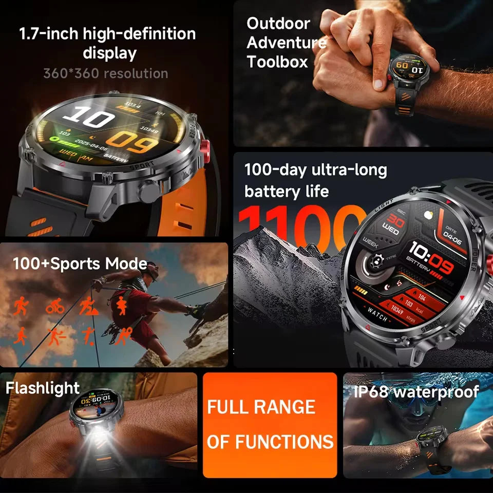 T-Rex 3 Pro Military Grade AGPS Smart Watch 5ATM Waterproof Dual-band GNSS Compass Altimeter AMOLED Swim Sports Smart Watch Men