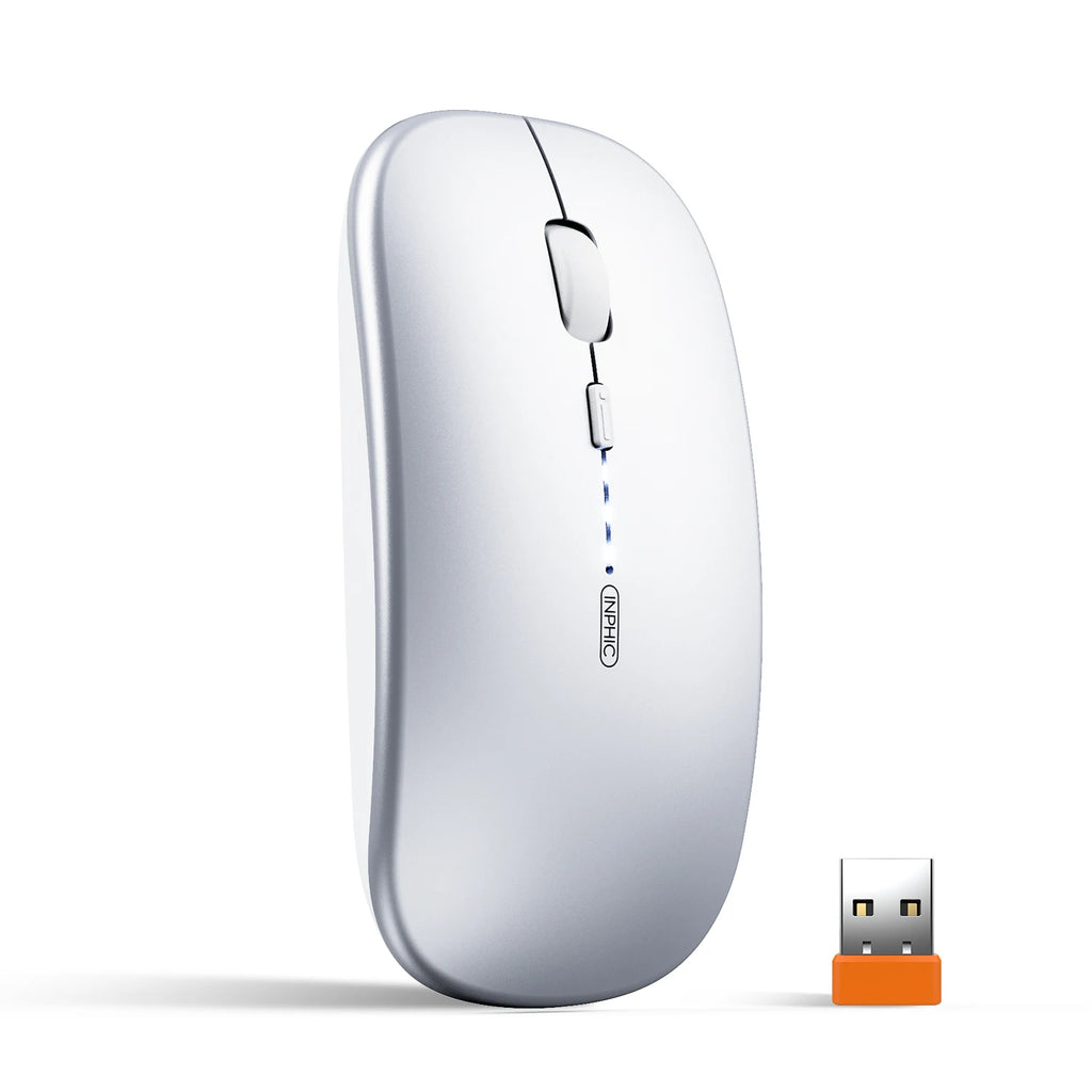 INPHIC M1P Rechargeable Wireless Mouse [Power Display Enhanced Edition] Office Light Sound Laptop Home 2.4G Ultra Thin Portable