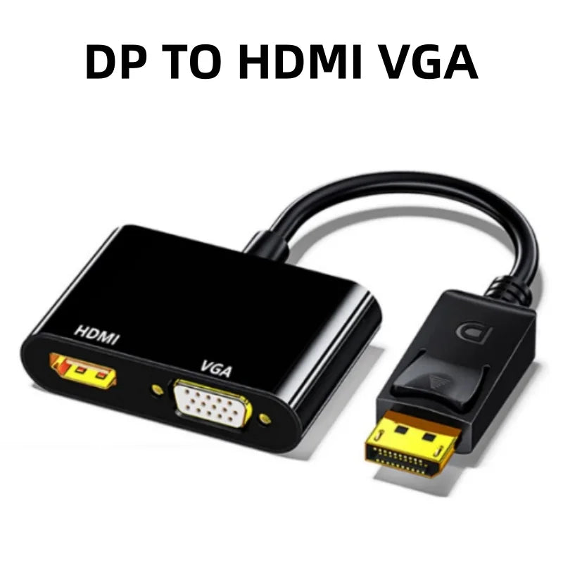 High Definition DP to HDMI + VGA Adapter Cable for Laptop Graphics Card Interface Display Converter