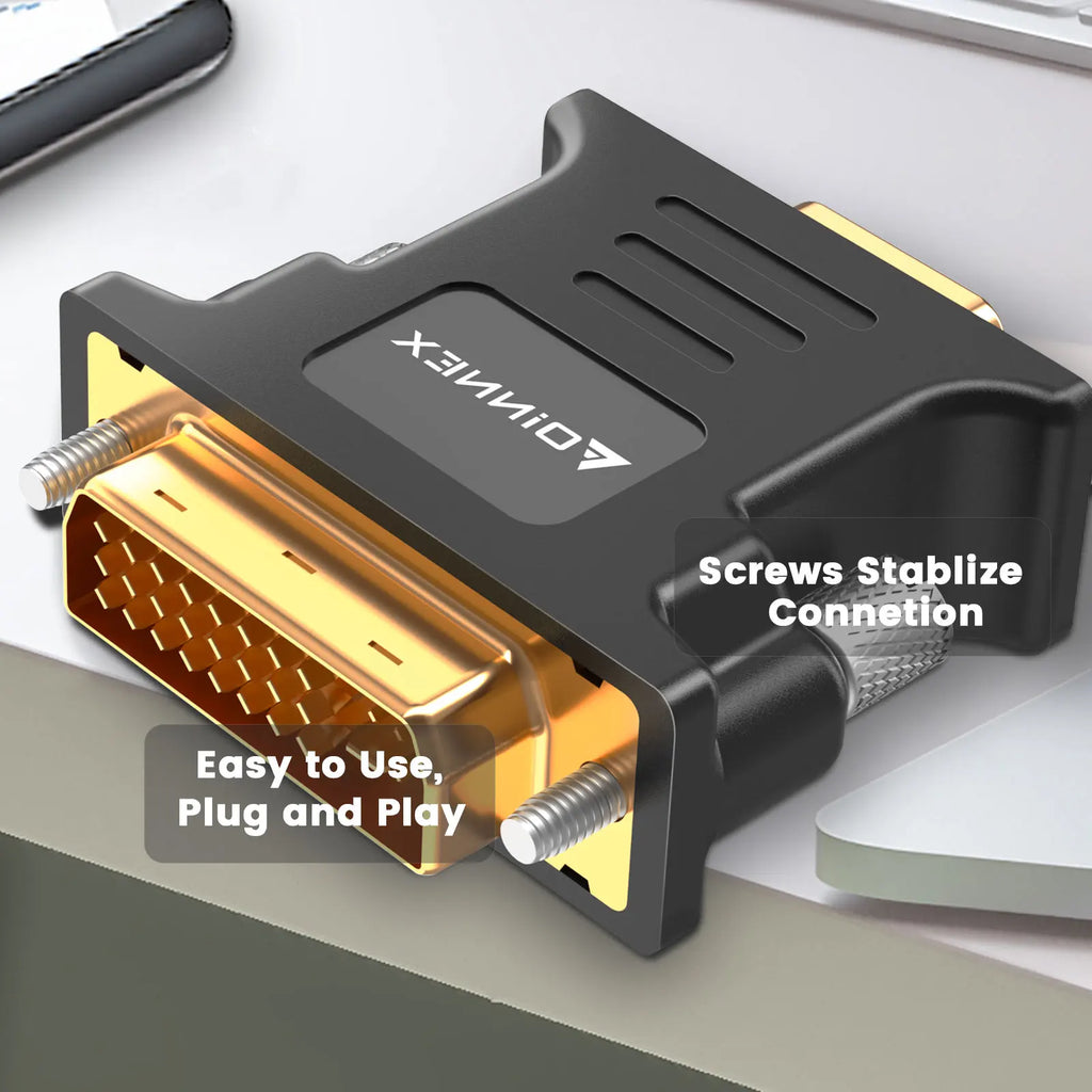 DVI-I to VGA, FOINNEX DVI to VGA Adapter Compatible for Old VGA Monitor, TV and New Graphics Card