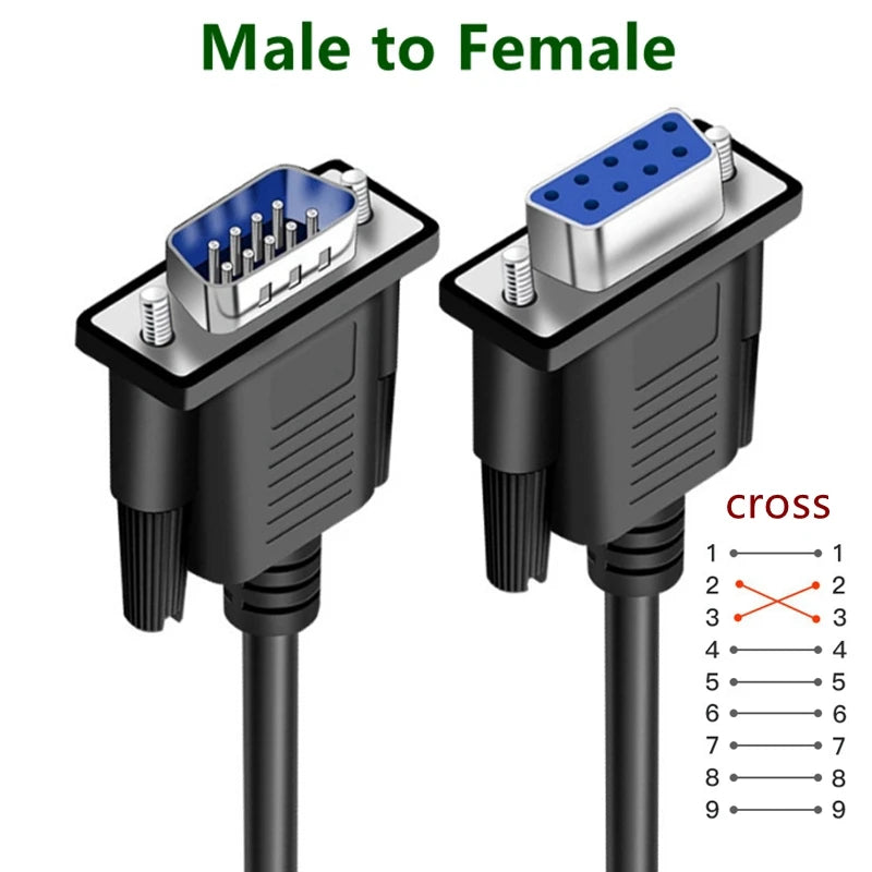 Db9 Serial Port Line Rs232 Cable Connecting Line Adapter Male To Male/female Cross Data Line Extension Cable Jack Adapter 1m-20m