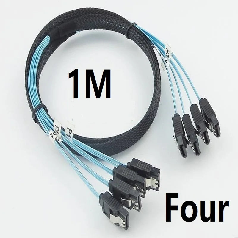 Server SAS Cable  SATA 3 6Gbps X 4 High Speed Serial Port Easy to Install and Organize for SSD Hard Drive HDD Data Line