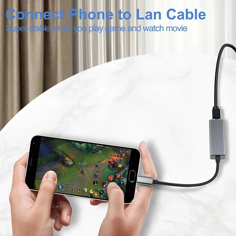 USB Type C Wired Ethernet Gigabit Adapter 1000Mbps USB3.0 RJ45 Network Card For MacBook PC Window Android USB Lan Internet Cable