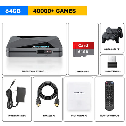 KINHANK Super Console X2 Pro Game Box Retro Video Game Console 60000 Video Games for ARCADE/MAME/DC/SS with Gamepad Gift for Kid