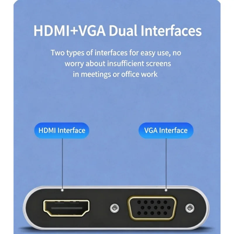 High Definition DP to HDMI + VGA Adapter Cable for Laptop Graphics Card Interface Display Converter