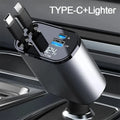 4 in 1 120W Car Charger Retractable Car Cigarette Lighter Adapter USB Type C Fast Charger Cable For IPhone Xiaomi Huawei Samsung