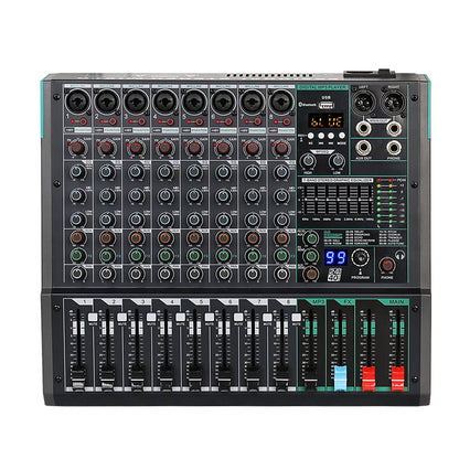 Professional Audio Mixer Depusheng PA8 8 Channel Sound Board Console DJ Mixing Desk System Interface Built-in 99 Reverb Effect