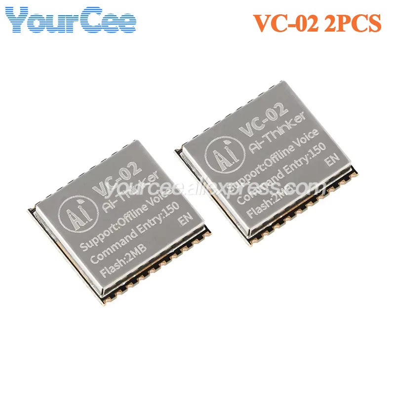 2pcs/1pc VC-02 VC-01 AI Intelligent Network-free Pure Offline Voice Development Board VC02 2MB Recognition English Sound Control