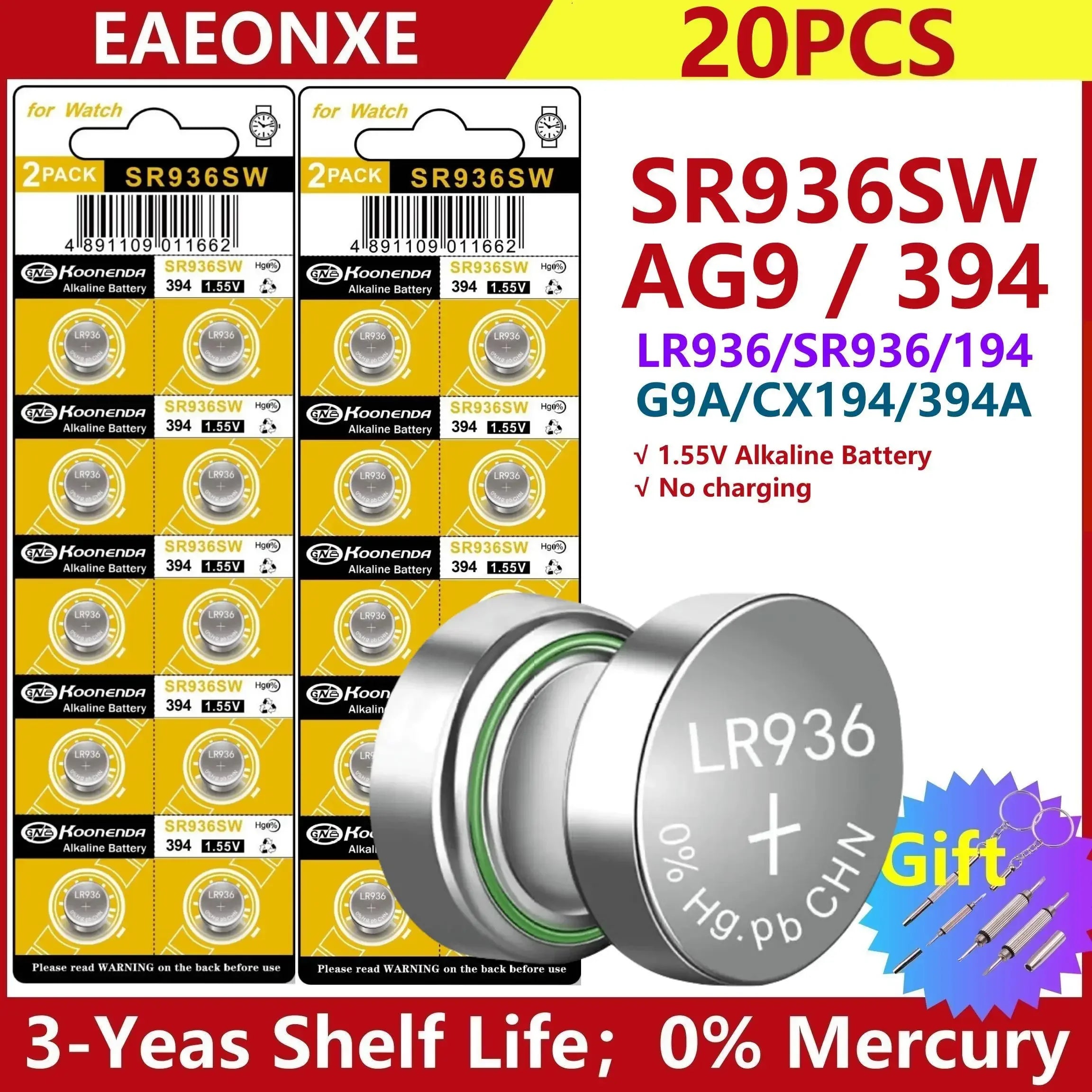 2PCS-50PCS 1.55V AG9 LR936 394 SR936SW CX194 LR45 Button Batteries G9A 194 394A SR936 L936F Cell Coin Watch Toys Remote Battery