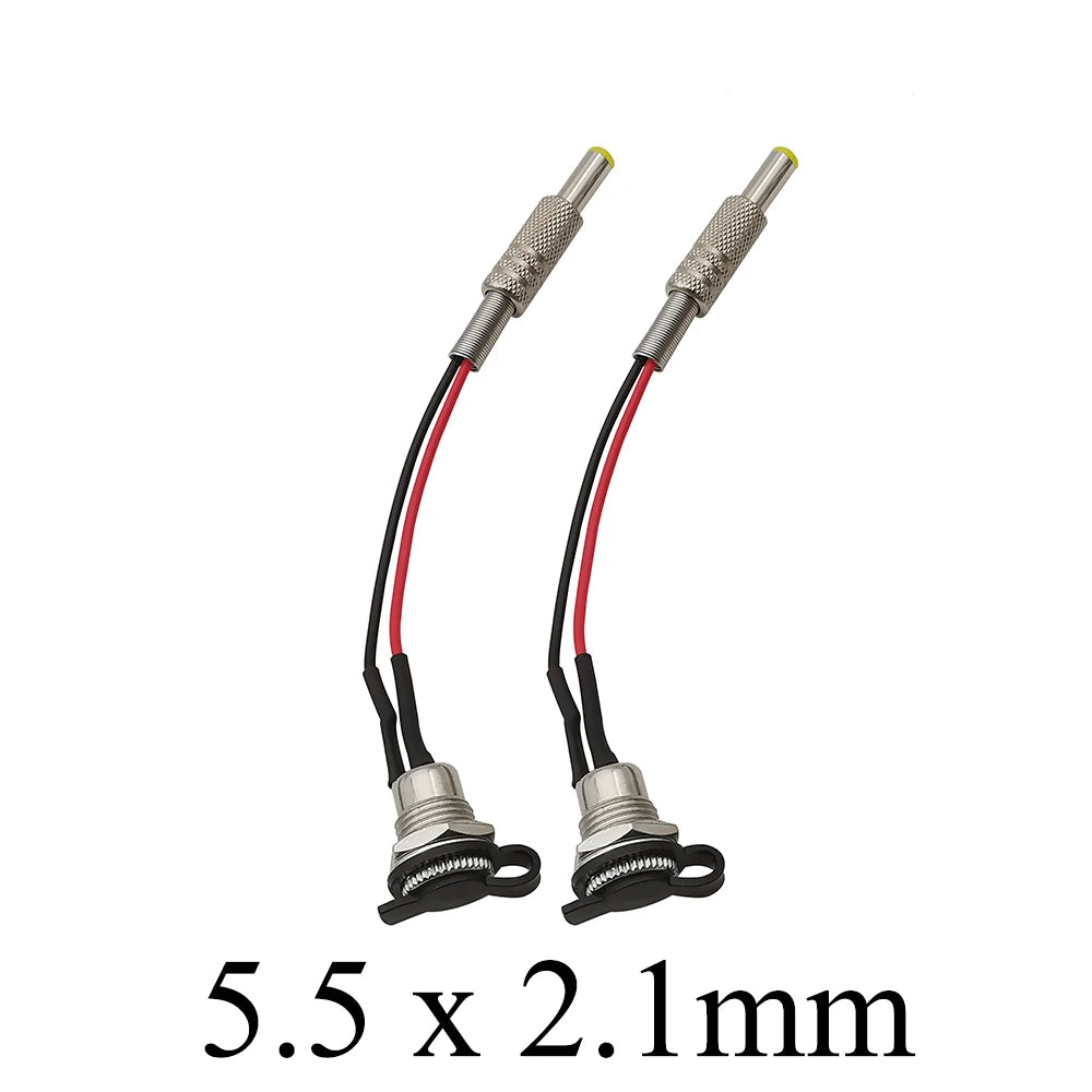 2/5Pcs 5.5mmx2.1mm 5.5mmx2.5mm DC Power Male Plug&Female Socket Panel Mount Connector Adapter With 20AWG Cable Wires 10/15/20cm