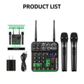 Debra 4 Channels Audio Mixer UHF Wireless Microphone Audio Interface Mixing Console Bluetooth Record PC  Delay Repaeat Effect