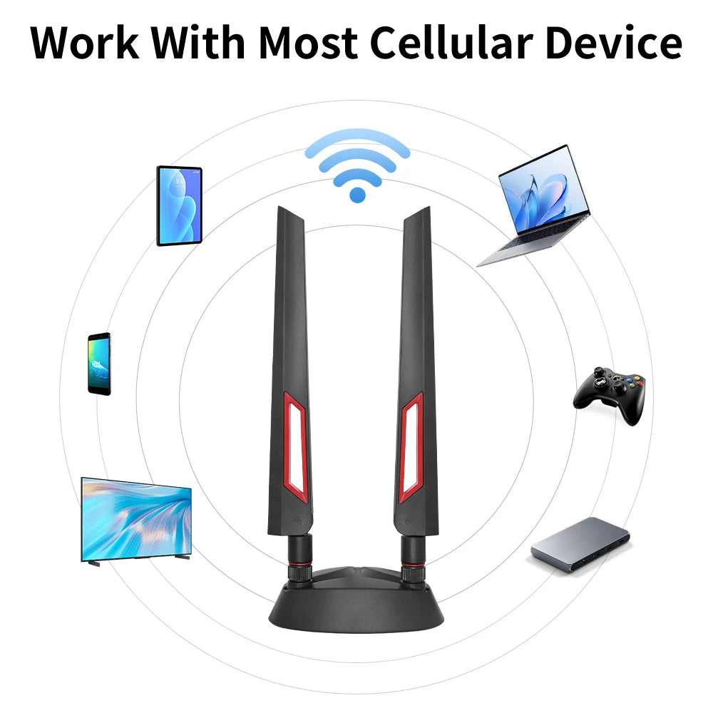 High Gain 2.4G 5.8G 5G Dual Frequency Extension Cable External Antenna  Magnetic Suction Base For ASUS Wifi Router Wireless Card