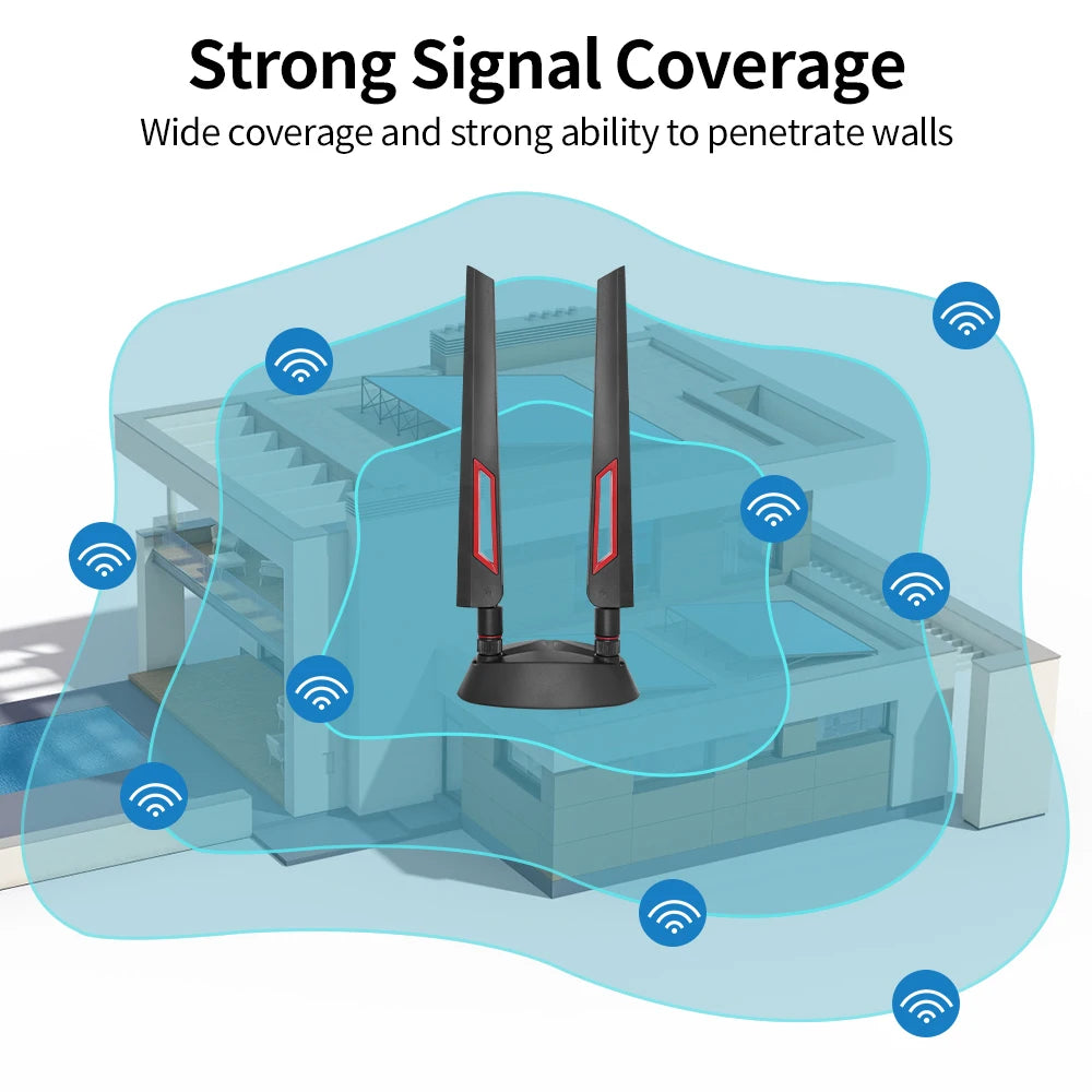 High Gain 2.4G 5.8G 5G Dual Frequency Extension Cable External Antenna  Magnetic Suction Base For ASUS Wifi Router Wireless Card