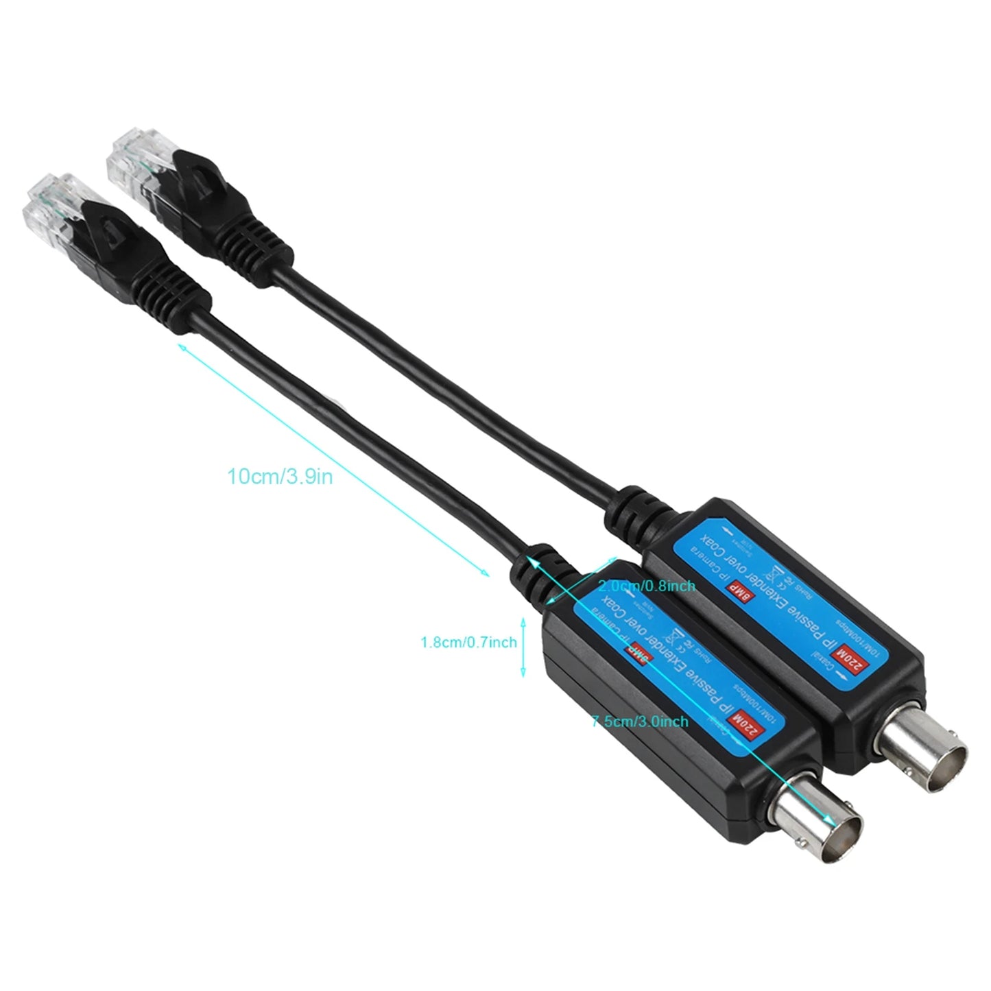 1Pair 10/100Mbps 1CH Passive IP Network Coaxial Transmitter Receiver Extender for IP NVR Camera Extender over Coax for NVR