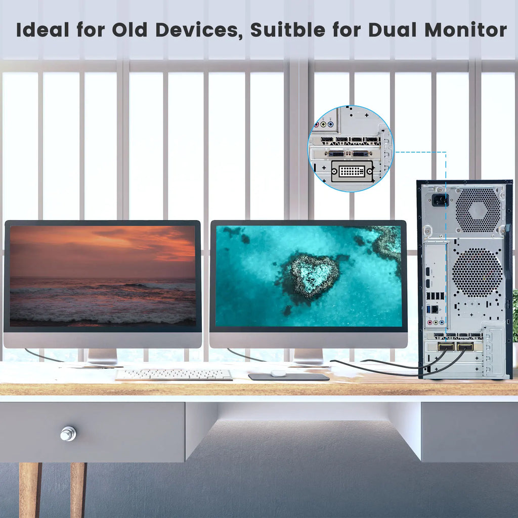 DVI-I to VGA, FOINNEX DVI to VGA Adapter Compatible for Old VGA Monitor, TV and New Graphics Card