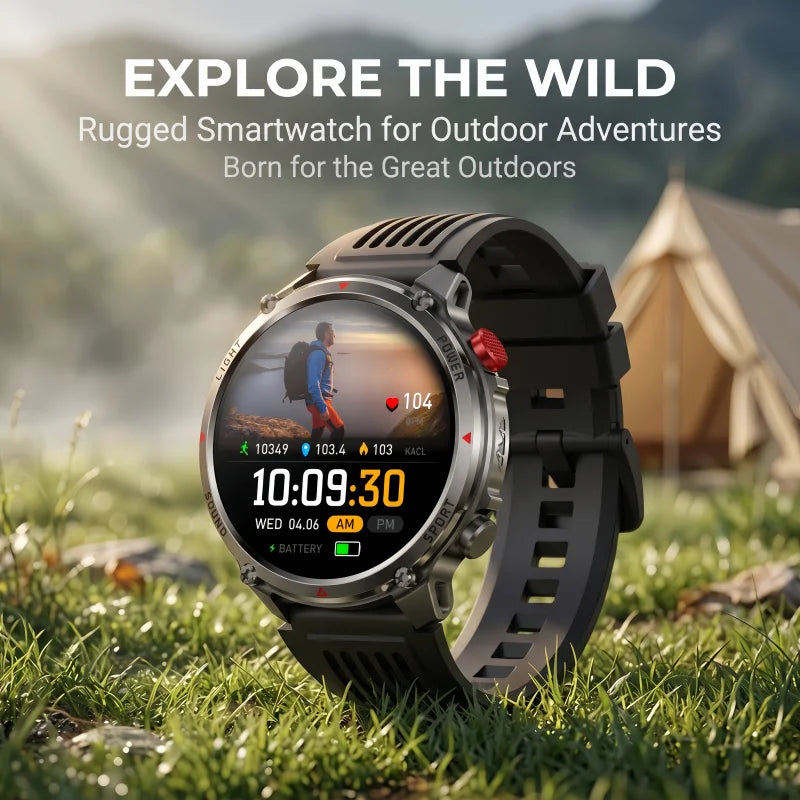 2026 New Military Outdoor Smart Watch Men GPS Compass Altimeter 5ATM Waterproof 1100mAh Battery Bluetooth Call Tactical Sports