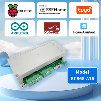 A16 ESP32 ESPHome Relay Baord Support Ethernet WiFi I2C RF 433Mhz RS485 Temperature Humidity Tasmota Arduino IDE Tuya MQTT IFTTT