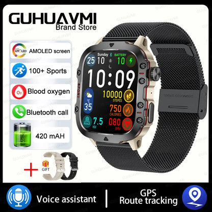 2024New Rugged Military Fitness Smart Watch Men For Android Xiaomi IOS 3ATM Waterproof Sport Ai Voice Calling Smartwatch Outdoor