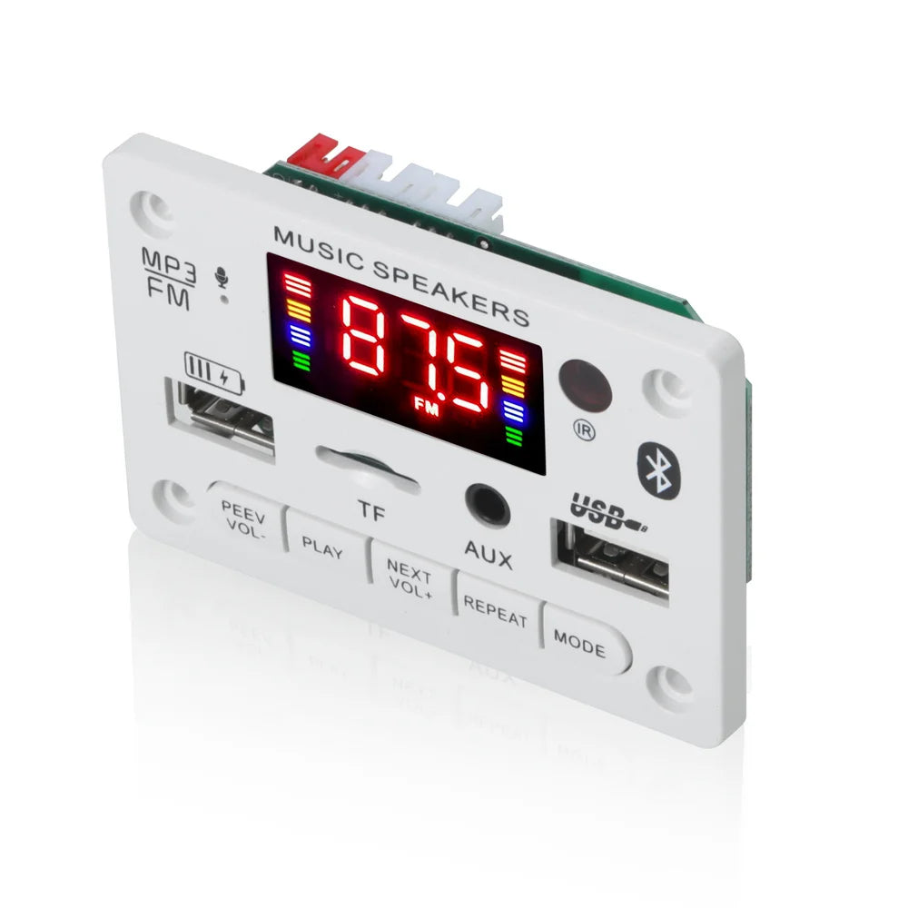 12V MP3 Decoder Board Module Bluetooth 5.0 Car USB MP3 Player TF Card Slot USB FM with Microphone Handsfree