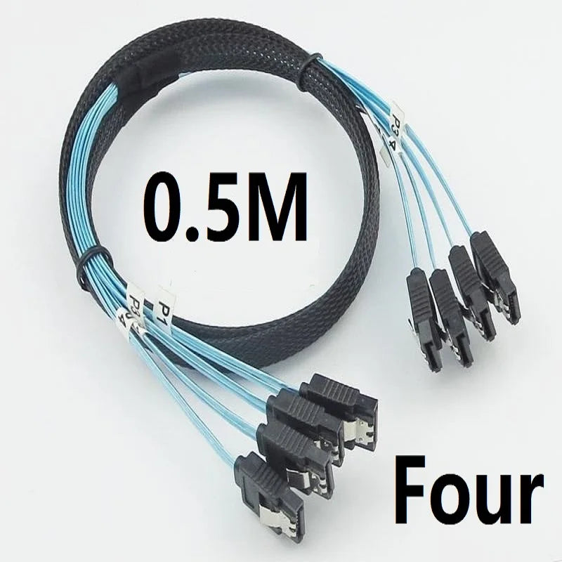 Server SAS Cable  SATA 3 6Gbps X 4 High Speed Serial Port Easy to Install and Organize for SSD Hard Drive HDD Data Line