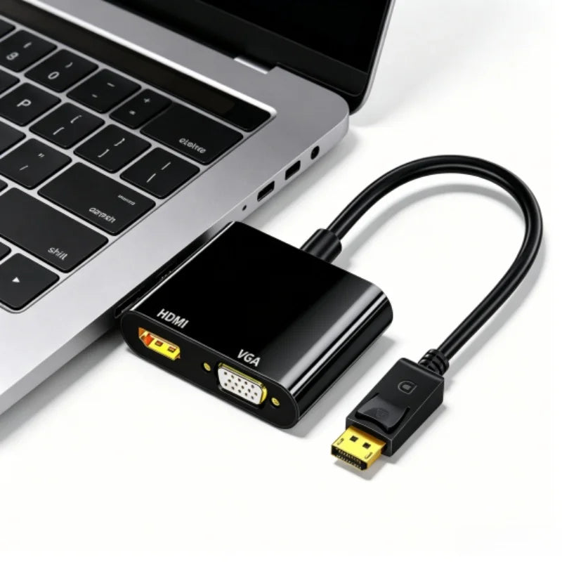 High Definition DP to HDMI + VGA Adapter Cable for Laptop Graphics Card Interface Display Converter