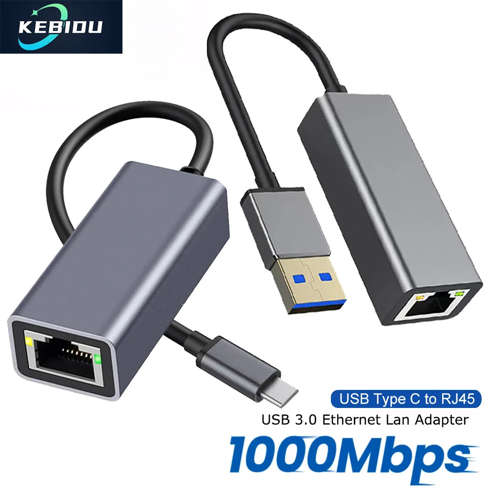 USB Type C Wired Ethernet Gigabit Adapter 1000Mbps USB3.0 RJ45 Network Card For MacBook PC Window Android USB Lan Internet Cable