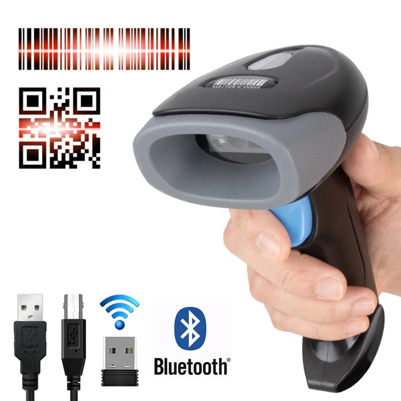 1D/2D Barcode Reader USB Wired/Wireless 2.4G Bluetooth Handheld Bar Code QR Code Scanner CMOS Image High-speed Decoding U20