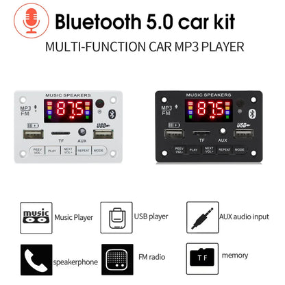 12V MP3 Decoder Board Module Bluetooth 5.0 Car USB MP3 Player TF Card Slot USB FM with Microphone Handsfree