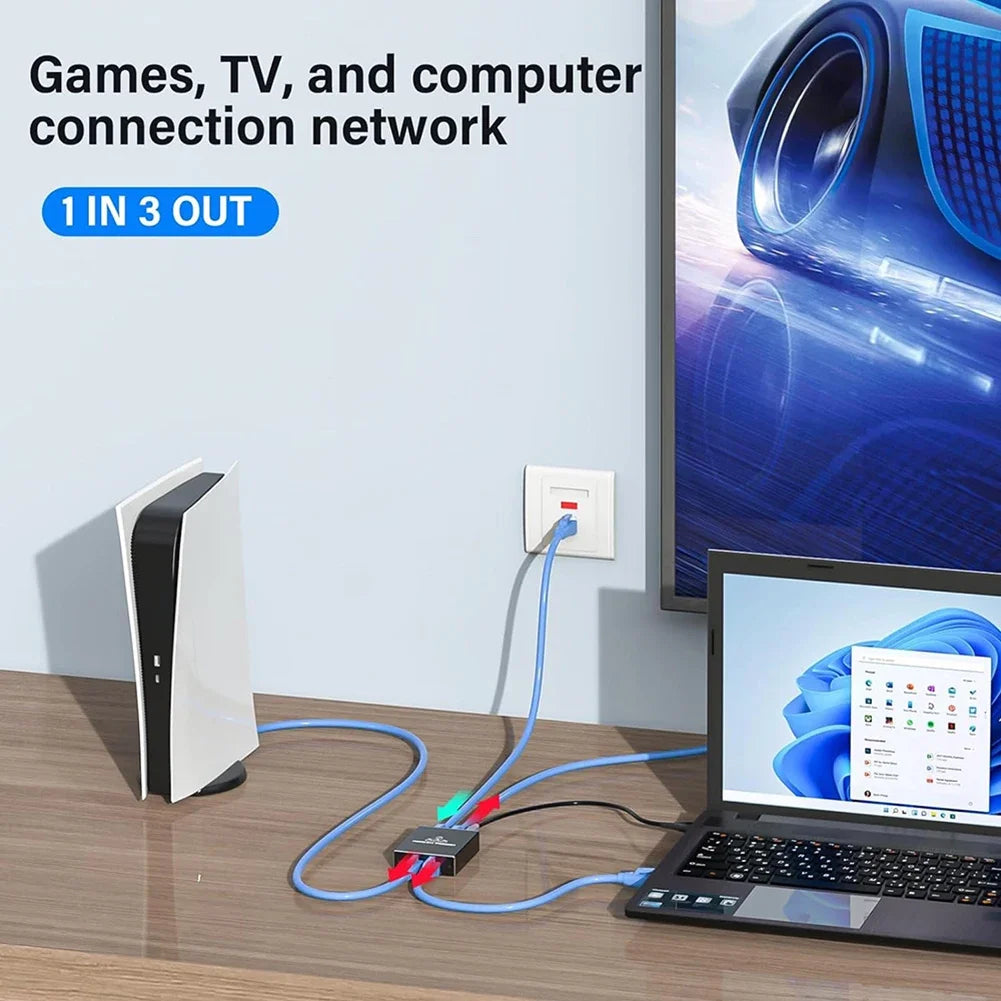 1000M Rj45 Splitter Gigabit Ethernet Adapter Internet Network Cable Extender Networking Adapter for PC TV Box Router Sharer
