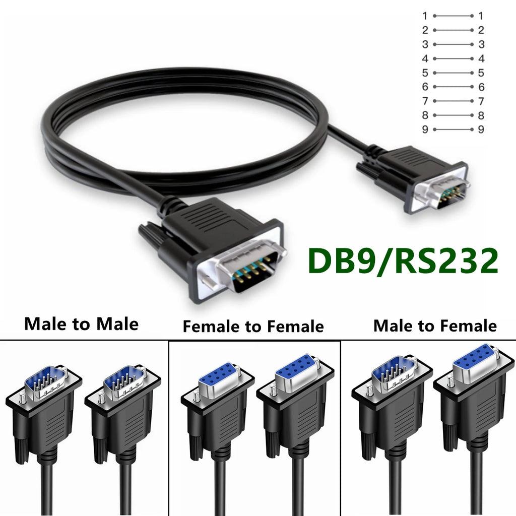 Db9 Serial Port Line Rs232 Cable Connecting Line Adapter Male To Male/female Cross Data Line Extension Cable Jack Adapter 1m-20m