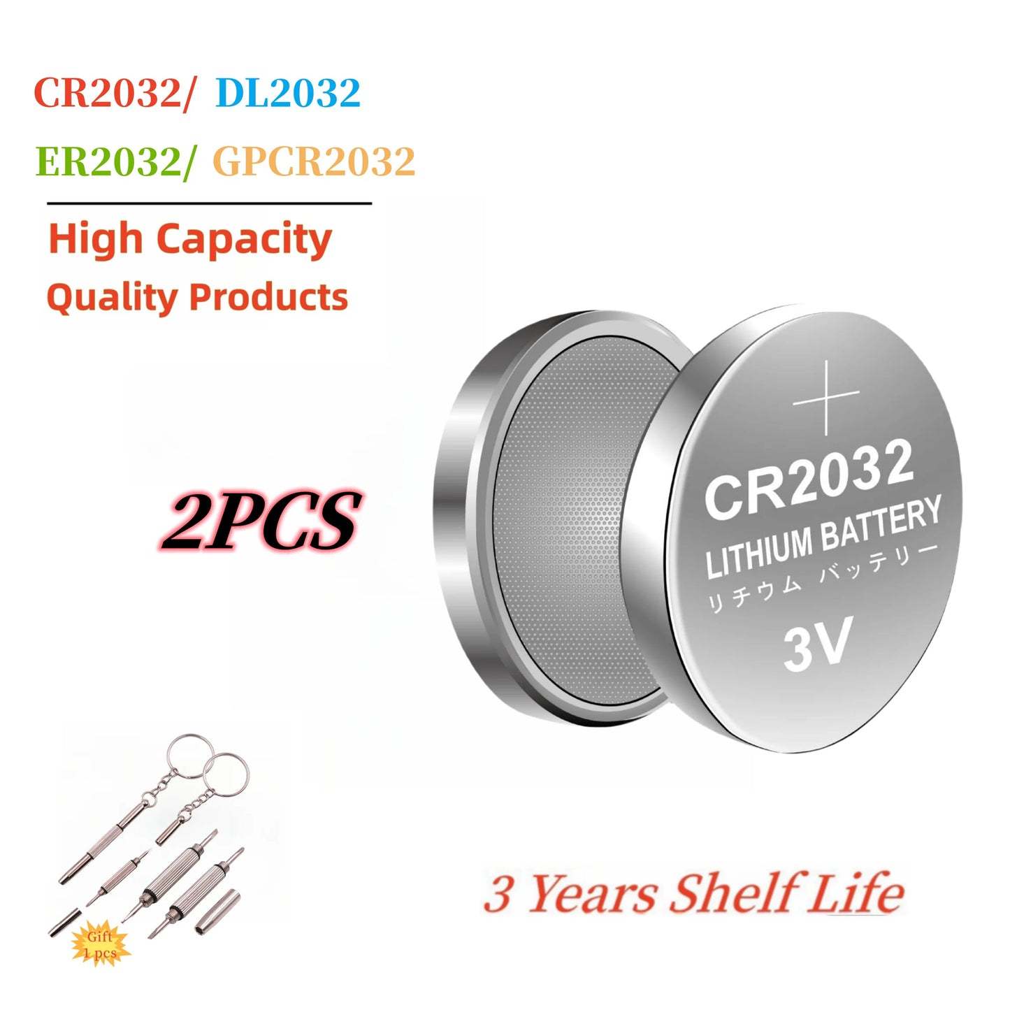 CR2032 Lithium Button Coin Cell 2032 Battery Compatible with AirTag Key FOBs calculators Coin counters Watches 2-40pcs etc