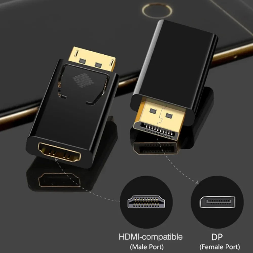 DP to  Male to Female Converter 4K Display Port to -Compatible Adapter Video Audio HD Cable for PC TV Laptop Projector