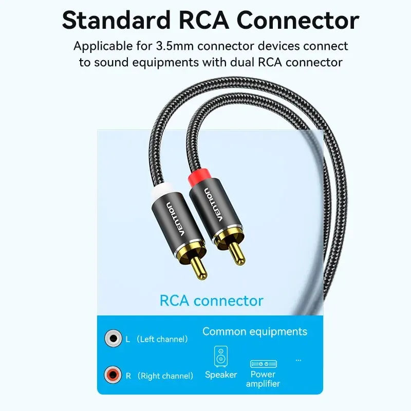 Vention RCA Cable 3.5mm to 2RCA Splitter RCA Jack 3.5 Cable RCA Audio Cable for Smartphone Amplifier Home Theater AUX Cable RCA