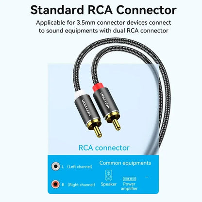 Vention RCA Cable 3.5mm to 2RCA Splitter RCA Jack 3.5 Cable RCA Audio Cable for Smartphone Amplifier Home Theater AUX Cable RCA