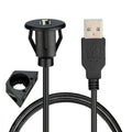1m 2m USB 2.0 A Male To Female Flush Panel Mount Data Extension Cable with Buckle for Auto Car Truck Boat Motorcycle Dashboard