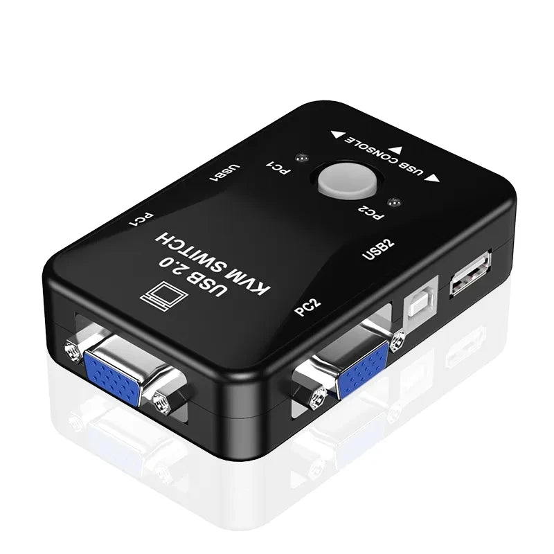 Newest USB KVM Switch Switcher 2 Port VGA SVGA Switch Box USB 2.0 Mouse Keyboard 1920*1440 Professional Video Switch Hot Sale