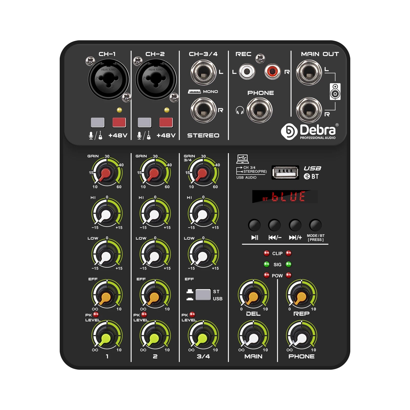 FROKET V4 Audio Mixer DJ Controller Mixing Bluetooth Phantom Power Delay Repaeat Effect  For Sound Mixing Console PC Recording